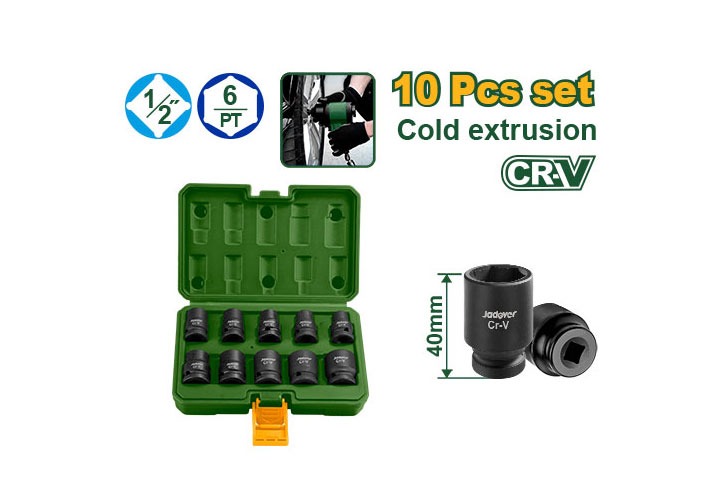 1/2" Bộ tuýp đen 10-24mm (dài 40mm) Jadever JDMS1D01