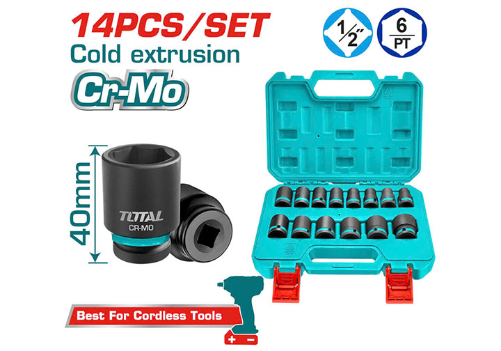 1/2" Bộ tuýp đen (10-27mm) 14 chi tiết Total THISTD12141