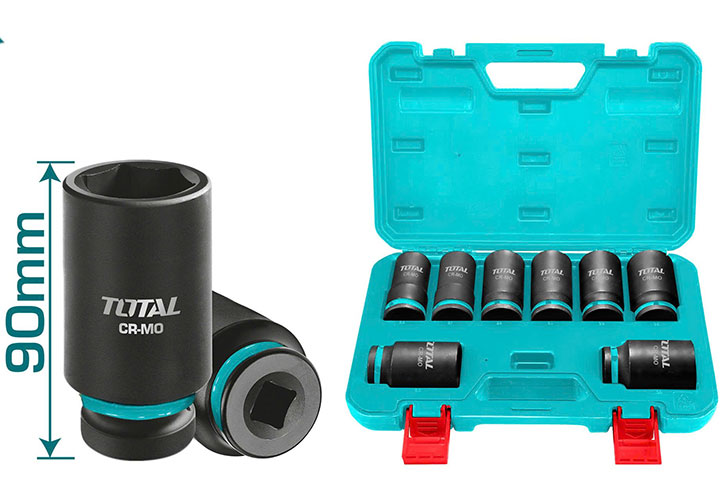 3/4" Bộ tuýp dài (26-38mm) 8 chi tiết Total THKISD34082L