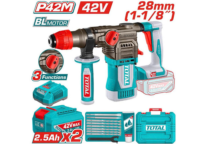 42V Máy khoan búa 3 chức năng dùng pin P42M Total TRHLI422882