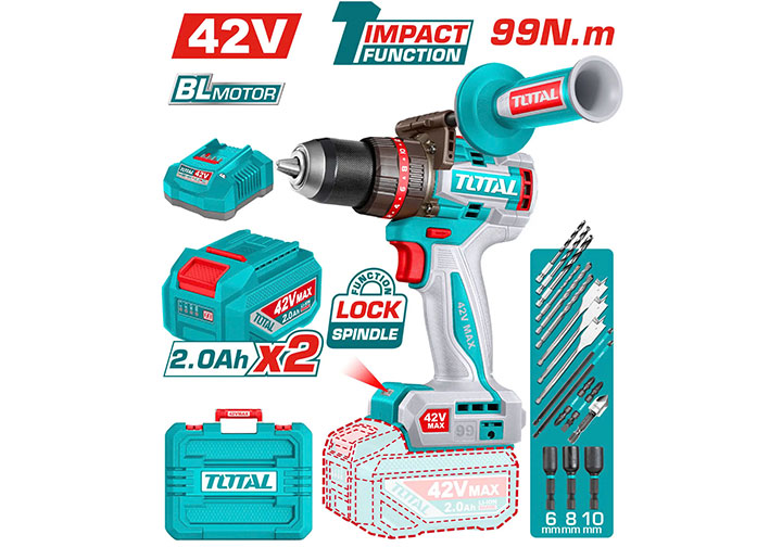 42V Máy khoan búa 99N.m dùng pin P42M Total TIDLI429982