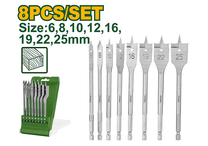 6-25mm Bộ mũi khoan gỗ đuôi cá 8 chi tiết Jadever JDWF6B08