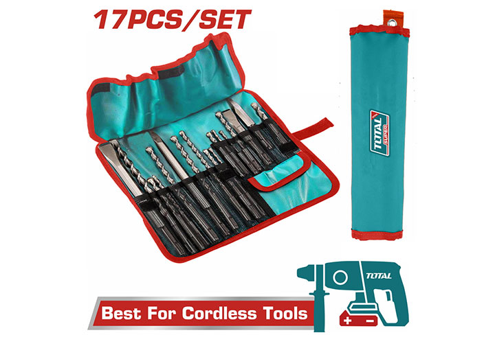 Bộ mũi khoan bê tông và mũi đục bê tông 17 chi tiết Total TACSD91701