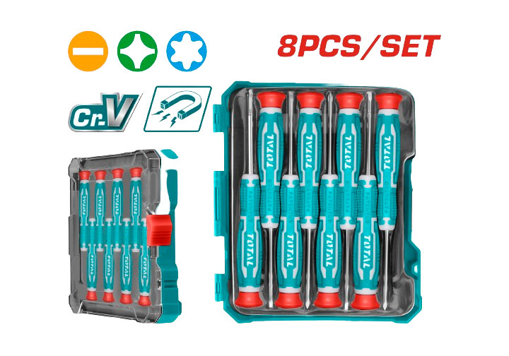 Bộ tuốc nơ vít điện tử 8 chi tiết Total THT250826