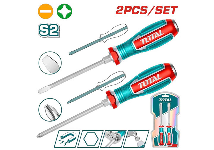 Bộ tuốc nơ vít đóng dẹp và bake 2 chi tiết Total TGTST0206