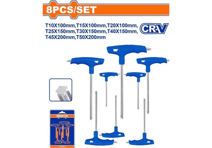 T10-T50 Bộ lục giác chữ T đầu sao 8 chi tiết Wadfow WHK3481