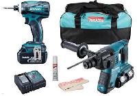 18V Bộ máy khoan bê tông và máy vặn vít dùng pin Makita DLX2071PM1